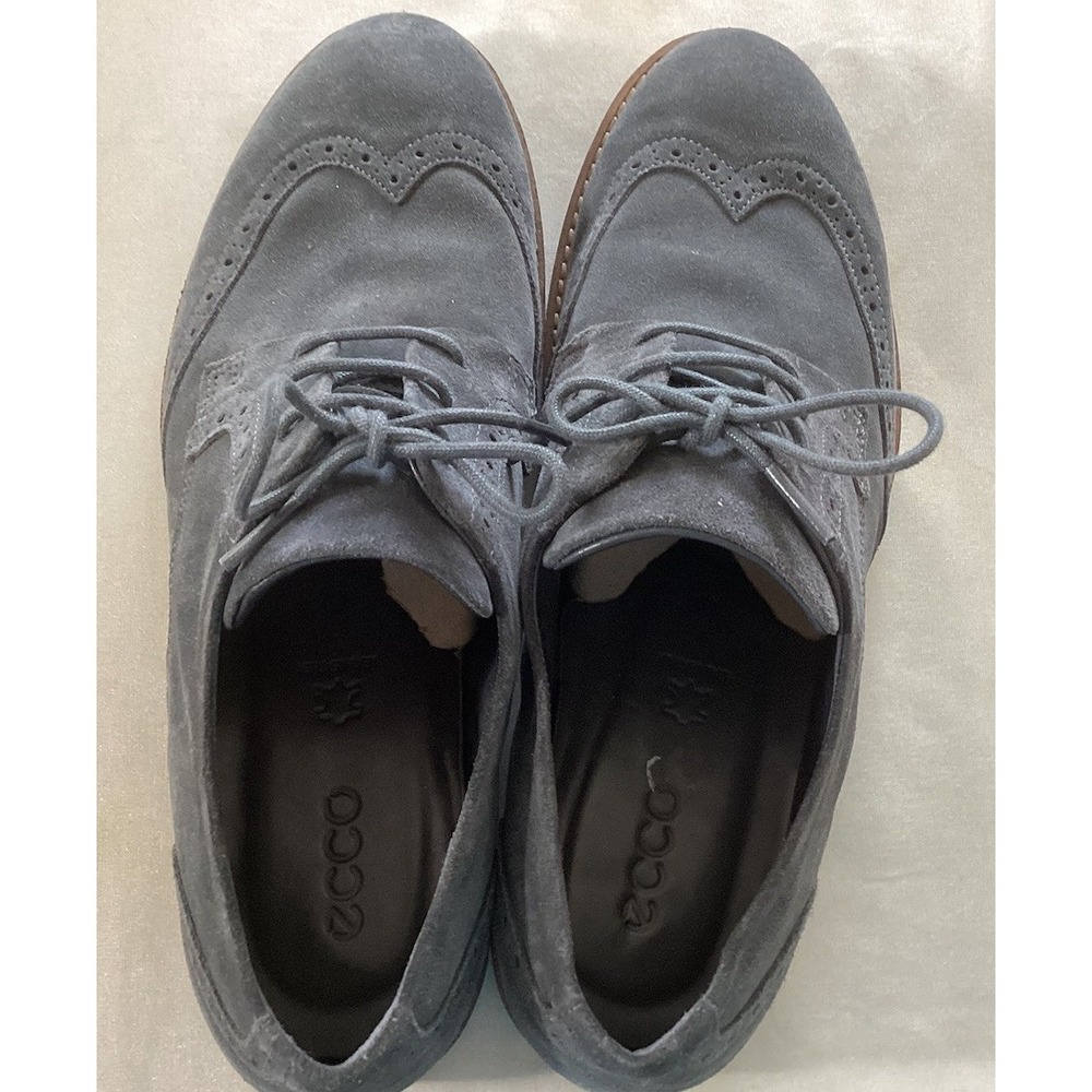 Ecco Women's Sartorelle 25 Tailored Wingtip Oxford Grey Suede Size 9/9.5  or 40